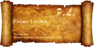 Palme Lóránt névjegykártya